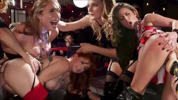 Squirting Slave Sluts Inspire A BDSM Halloween Orgy